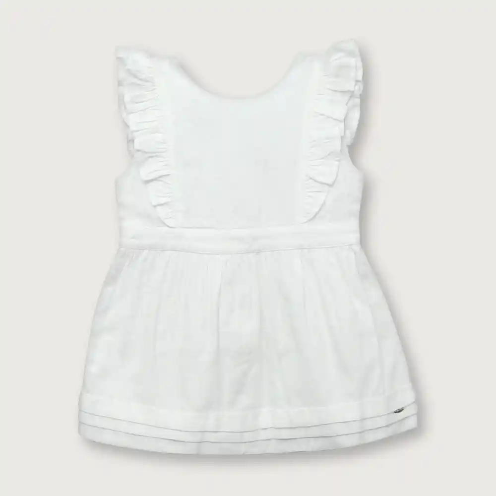 Vestido Navidad De Niña Blanco Talla 18m