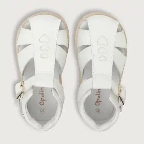 Sandalias Corazones Con Hebilla Niña Blanco Talla 19 Opaline