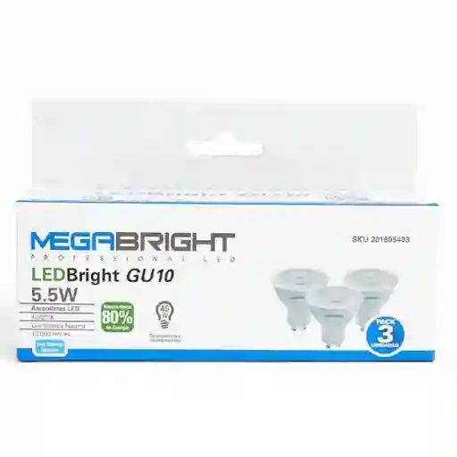 Mega Bright Pack Ampolletas Led Par16 5.5W/4000K Gu-10