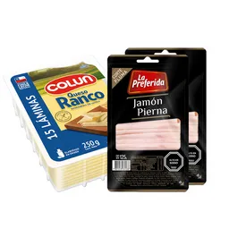 Combo Colun Queso Ranco Laminado la Preferida Jamon de Pierna Co