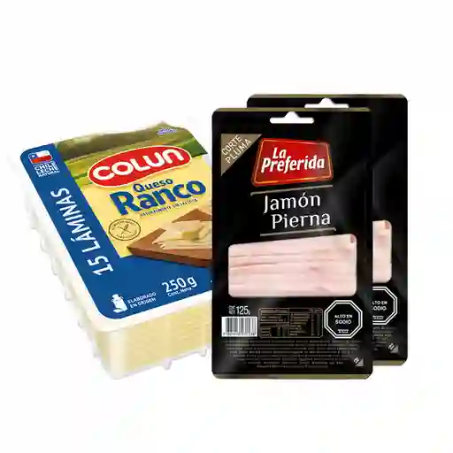 Combo Colun Queso Ranco Laminado la Preferida Jamon de Pierna Co