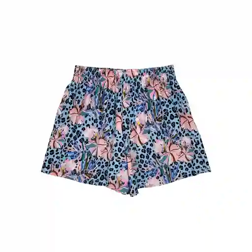 Short Deportivo Mujer Estampado Celeste Talla L Samia