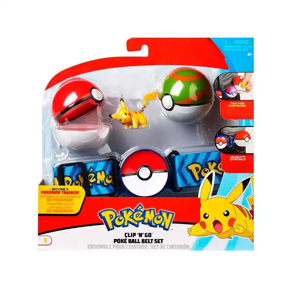 Pokemon Set Cinturón Entrenador Clip´n´go Con 2 Pokebolas Growlithe