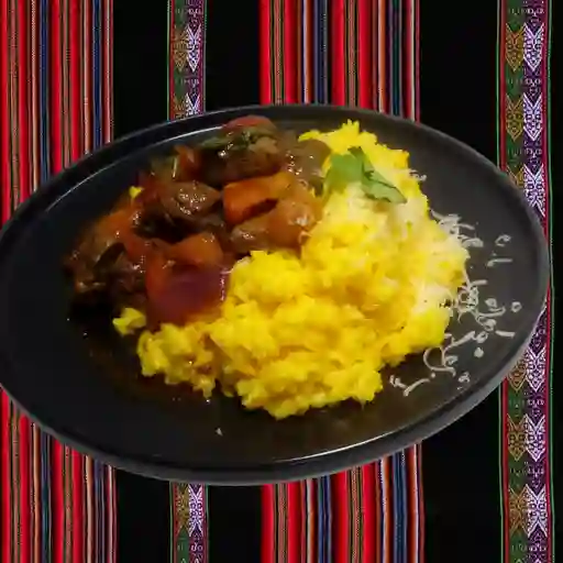 Lomo saltado con risotto