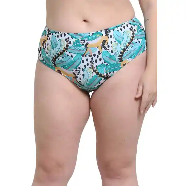 Bikini Calzón Estilo Pin up Estampado Verde Talla M Samia