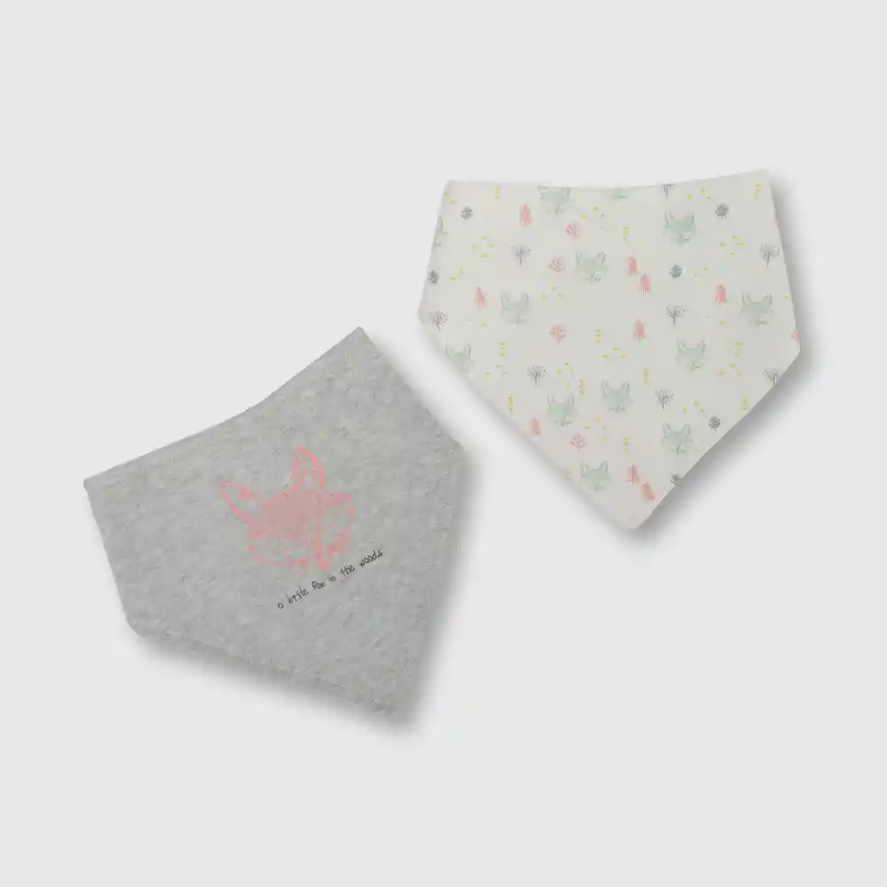 Pack Babero Bandana Bosque Bebé Niña Gris Talla Tu