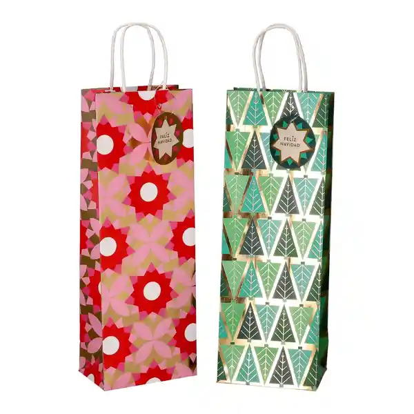Set Bolsa de Regalo Para Botella Navidad 40 x 14 cm Casaideas