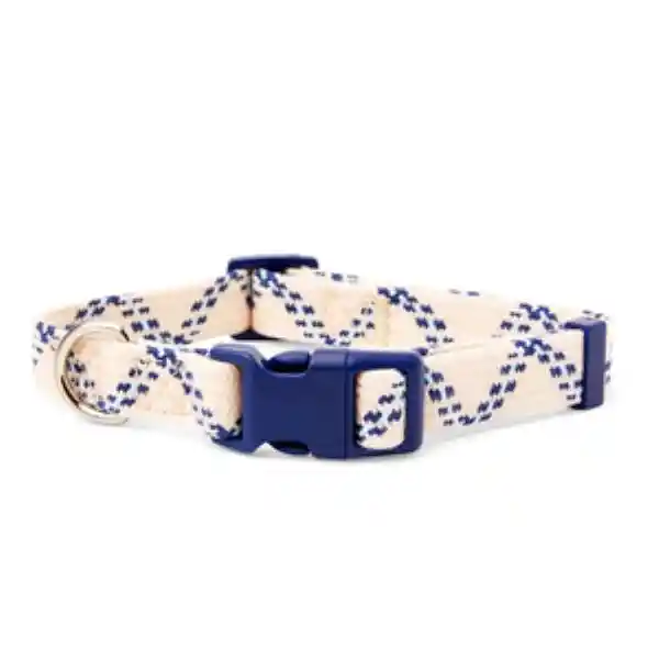 Youly Collar Ajustable Cuerda Con Zig Zag Azul Para Perro Grande