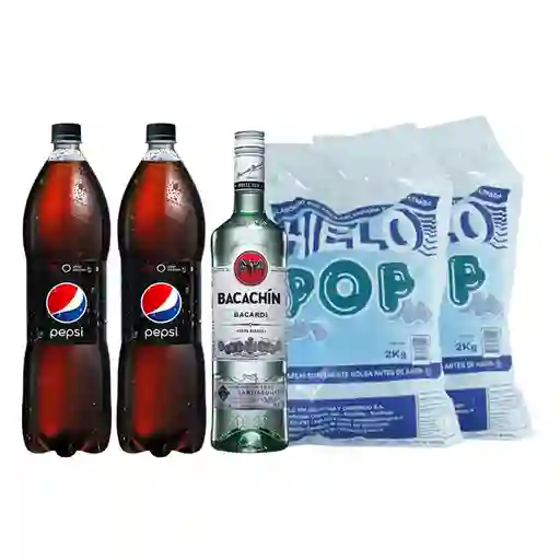 Combo Bacardi Ron Carta Blanca 40 Grados Pepsi Bebida Gaseosa Ze