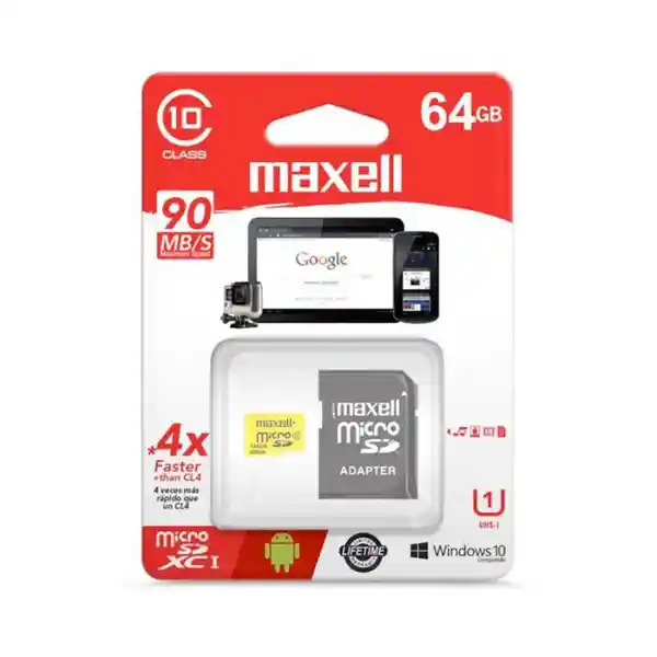 Maxell Micro Sd Xc 64gb C/adaptador Class 10