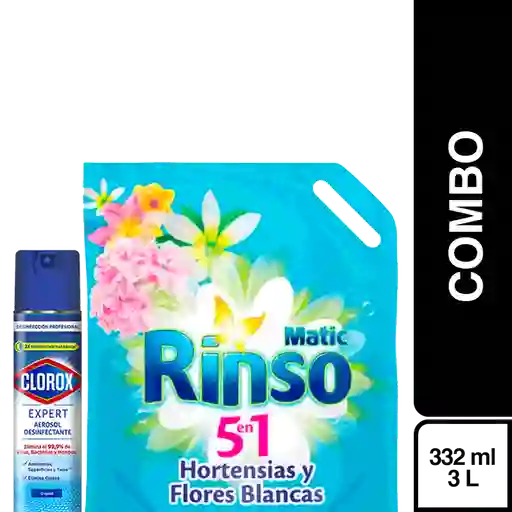 Combo Clorox Desinfectante en Aerosol + Rinso Detergente Liquido