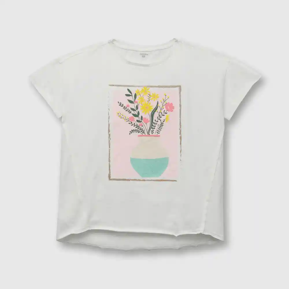 Polera Con Flores De Mujer Blanco Talla M