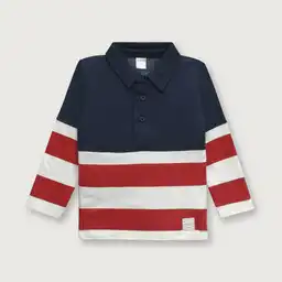 Polera de Niño Con Cuello Azul Talla 9 M Opaline