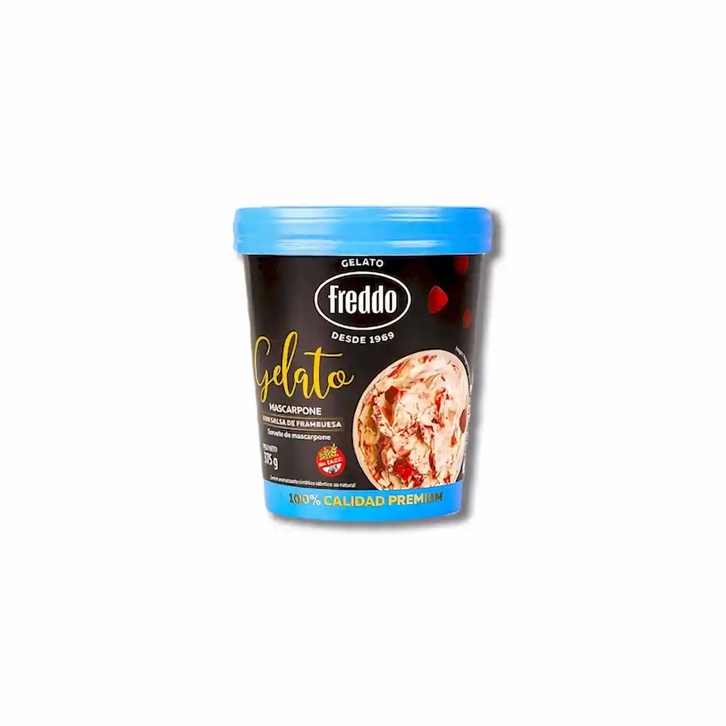 Freddo Helado Mascarpone Con Salsa de Frambuesa