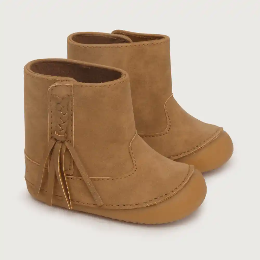 Botas Niña Aplicación Trenza Beige Talla 19