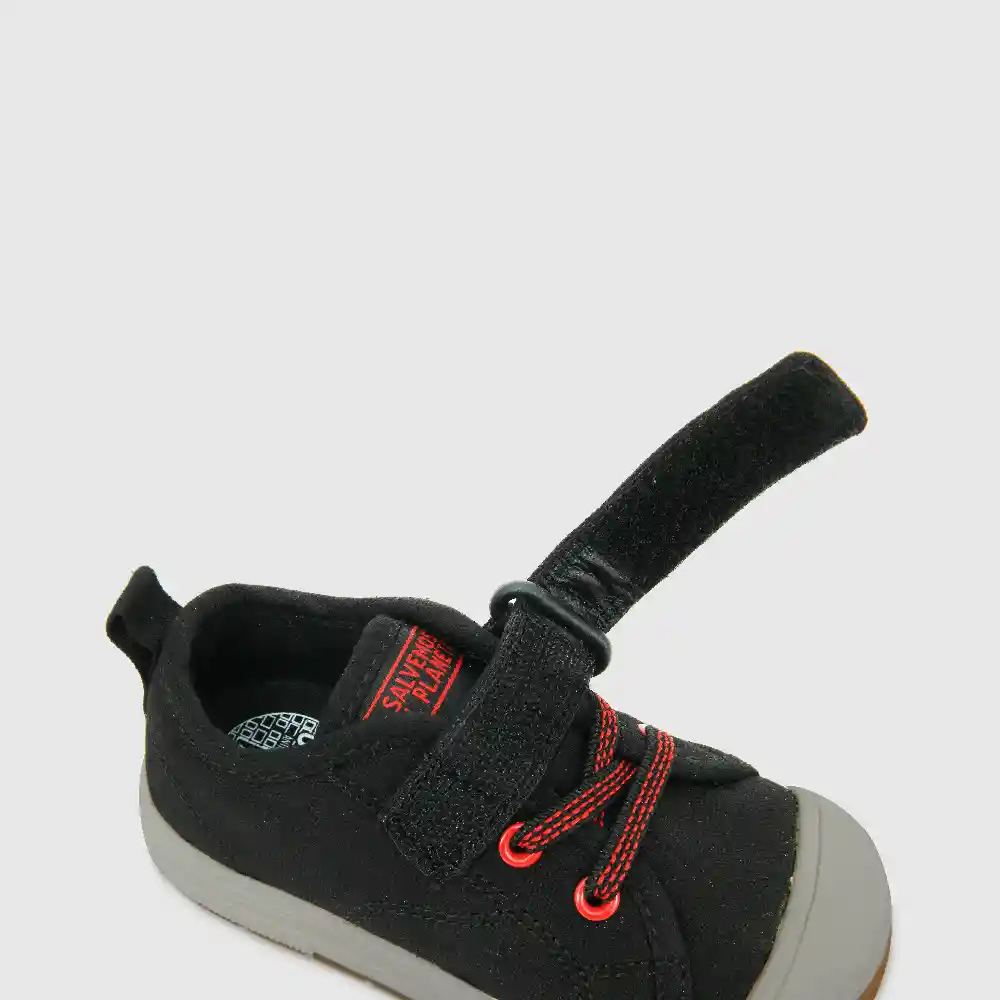 Zapatillas Velcro Elástico Lona De Niño Negro Talla 26