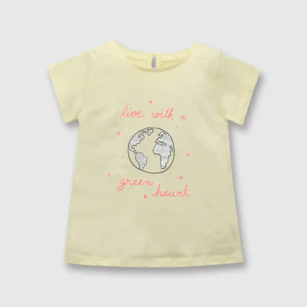 Polera Mundo De Niña Amarillo Talla 6/9 Meses