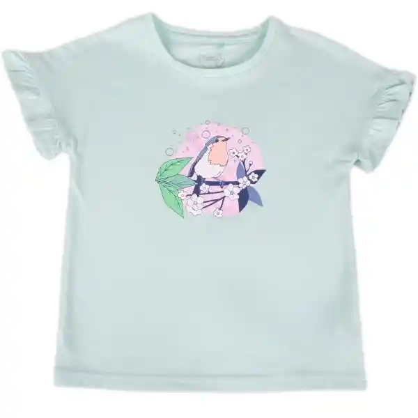 Polera Manga Corta Niña Verde Talla 12 A Pillín