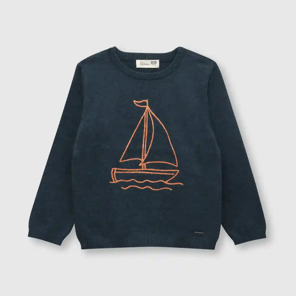 Suéter De Bebé Velero Niño Azul Talla 3/6m