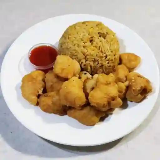 Pollo agridulce con arroz especial