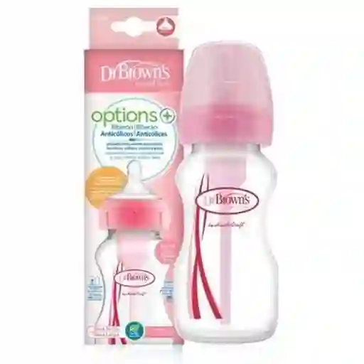 Dr. Browns Mamadera Boca Ancha Options Rosado 270 mL WB91601