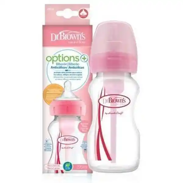 Dr. Browns Mamadera Boca Ancha Options Rosado 270 mL WB91601