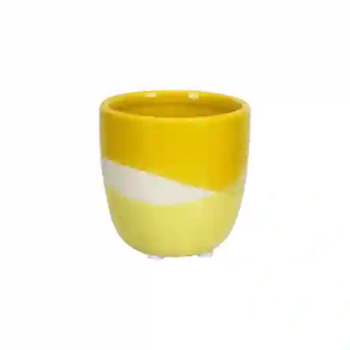 Maceta de Cerámica Bicolor Mostaza 8.5 x 8.5 cm Casaideas