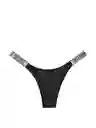 Victoria's Secret Panty Thong Con Tiras Brillantes Negro XL