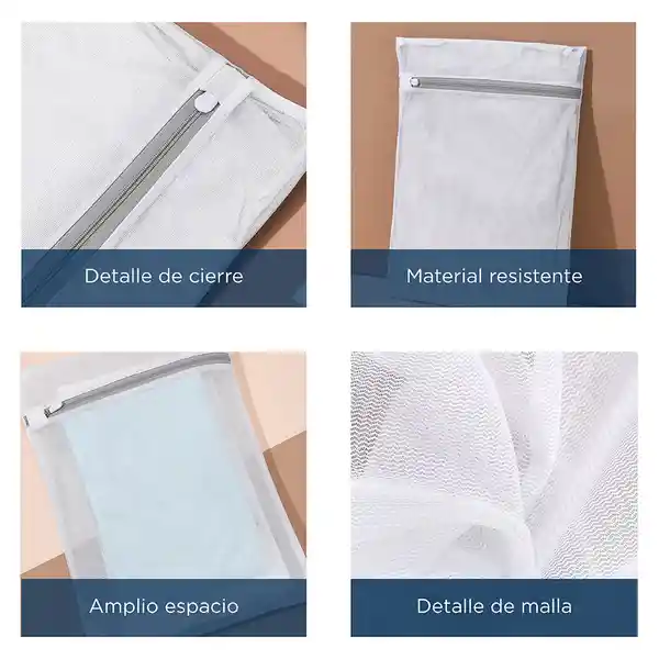 Bolsa de Lavado Con Cierre Malla Blanco 30 x 40 cm Miniso