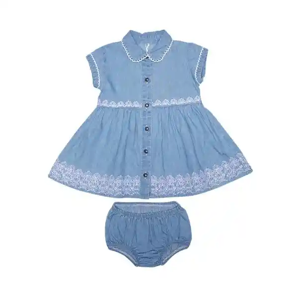 Vestido Bebe Niña Celeste Pillín 12 M