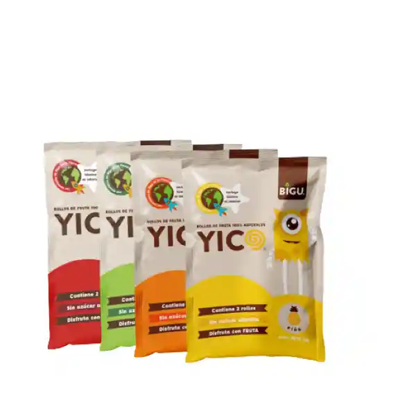 Yicos Pack Rollo Fruta Deshidratada Manzana Frutilla Mango Piña