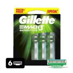 Gillette Cartuchos Para Afeitar Mach3 Sensitive/Caballero