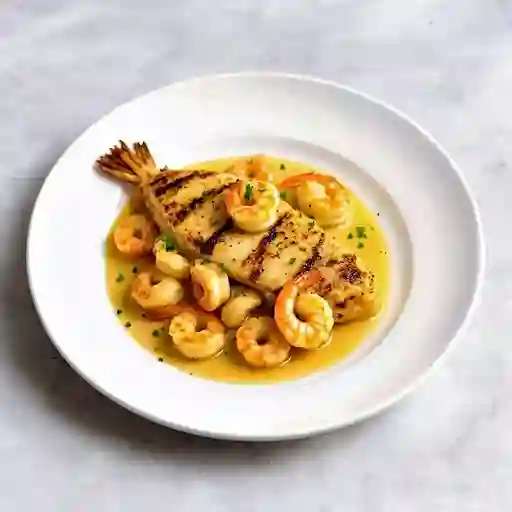 Congrio con Camarones Salteados