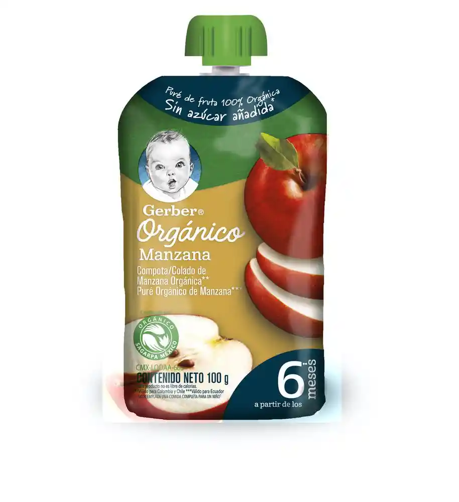 Gerber Compota Orgánica Sabor a Manzana