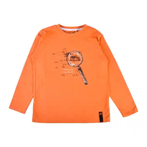 Polera Manga Cuello Redondo Niño Naranja 3 Pillin