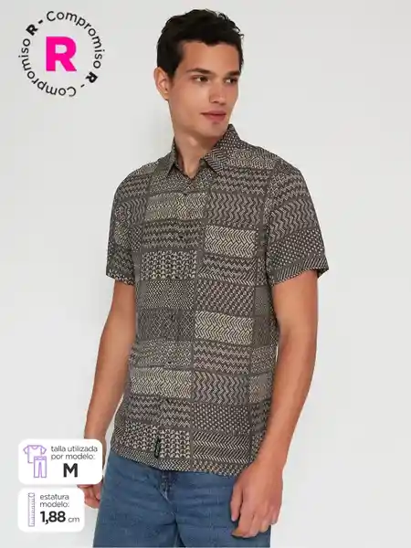 Barbados Camisa Manga Corta Vis Etribu Gris L SS25
