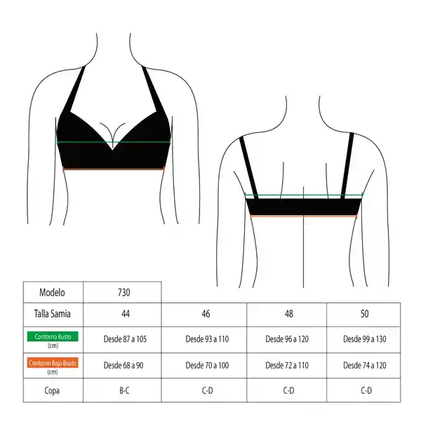 Bikini Copa C-D Blanda Negro Talla 46 Samia