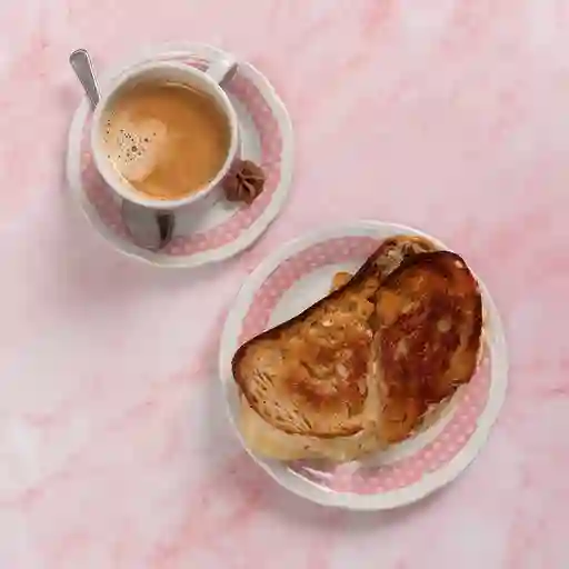 Tostado jamón queso + capuccino