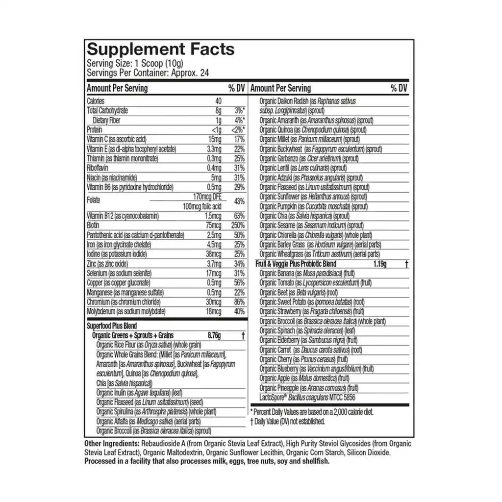 Purely Inpired Suplemento Dietario Organic Green Superalimento