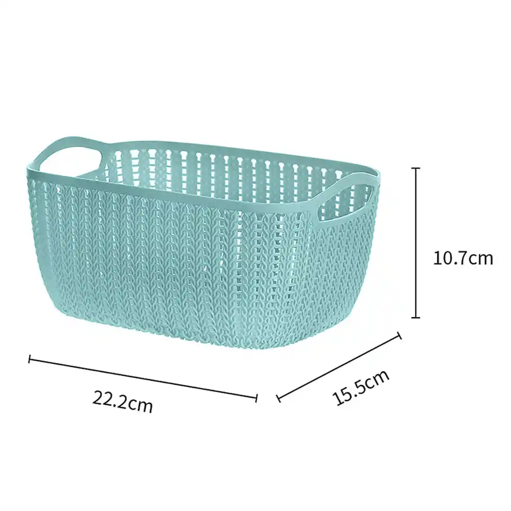 Miniso Caja De Almacenamiento Rectangular Trenzado Pequeña Azul