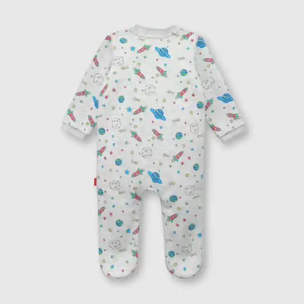 Pijama de Franela de Bebé Gris Melange Talla 12M Colloky