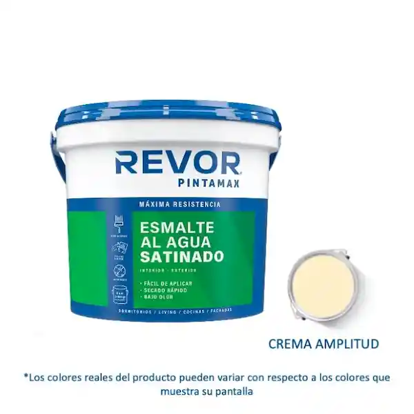 Revor Esmalte al Agua Satinado Pintamax Crema Amplitud 3.78 L