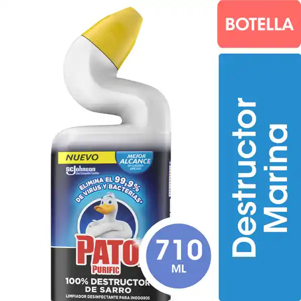 Pato Limpiador Inodoro Purific 100% Destructor de Sarro Marina