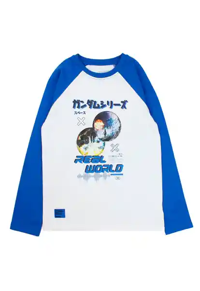 Polera Junior Manga Raglán Cosmic 336 Niño Azulino 8 Años Ficcus