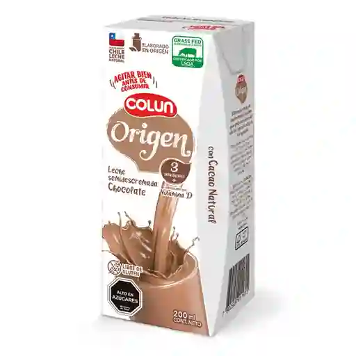 Colun Leche Semidescremada Origen Chocolate