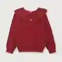 Sweater Manga Regular Con Cuello Flor Rojo Talla 18M Opaline