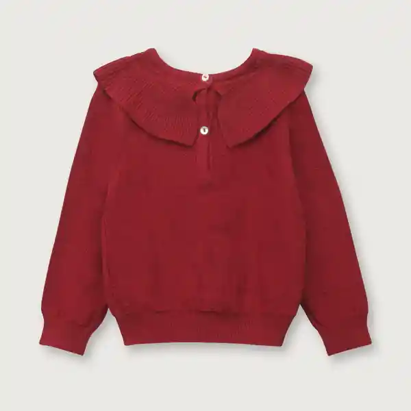 Sweater Manga Regular Con Cuello Flor Rojo Talla 18M Opaline