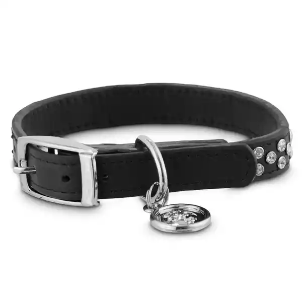 Bond & Co Collar Perro Cuero Brillantes Negro X-Chico/Chico