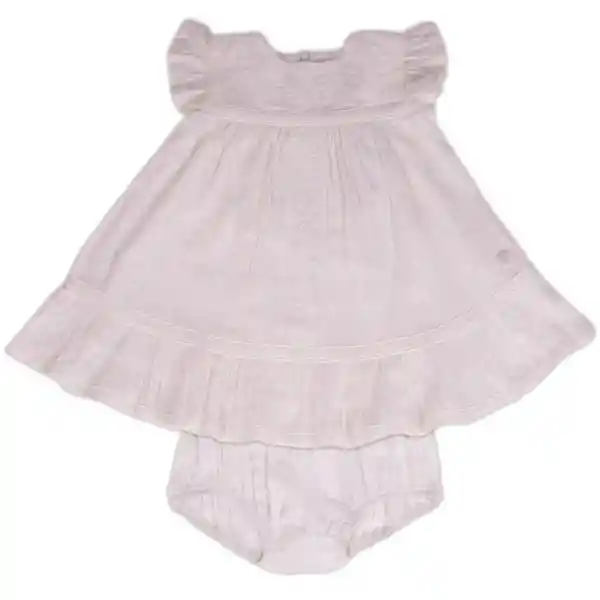 Vestido Bebé Niña Blanco Talla 9 M Pillín