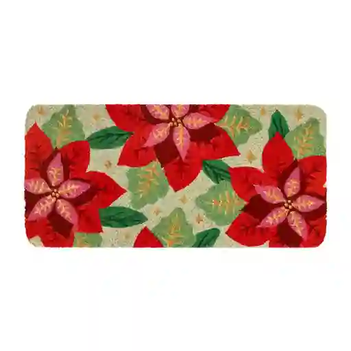 Limpiapiés de Fibra Navideño Flores 68 x 32 cm Casaideas